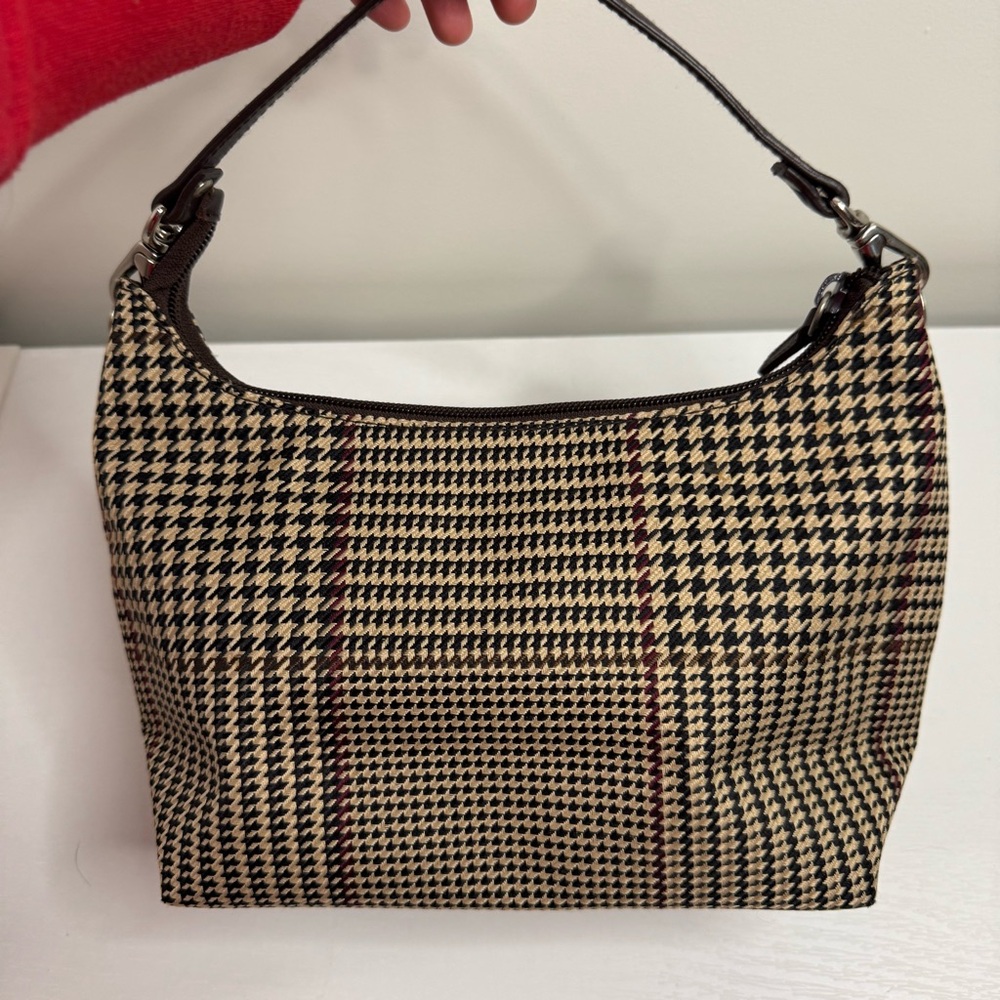 Lauren Ralph Lauren Houndstooth Shoulder Bag Brown Tan‎ - Picture 9 of 14